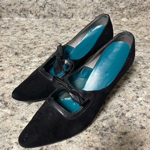 Vintage 1960s High Heel Shoes Black Suede Deliciousness